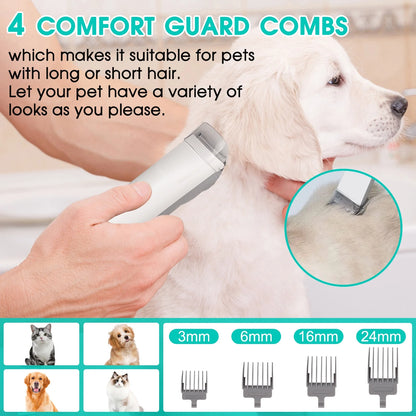 Pet Grooming Kit & Vacuum, 11Kpa Low-Noise Suction, 3 Modes, 5-in-1 Dog Vacuum with 2.5L Dustbin for Dogs, Cats & More.