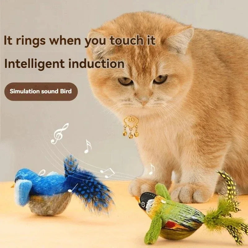 Simulation Bird Interactive Cat Toys Electric Sounding Birds Cat Chew Bite Plush Toys Cat Supplies