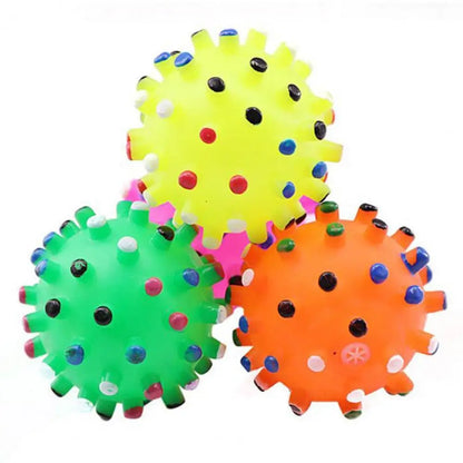 Round Dog Ball Toy Durable Puppy Training Ball Decompression Display Mold Squeaky Interactive Training Spike Ball Sounding Toy