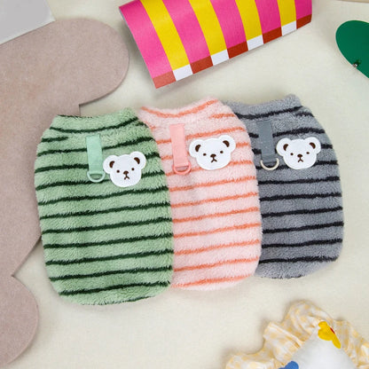 Stripe Dog Clothes Warm Pet Clothes Soft Fleece Puppy Shirt Chihuahua Clothing Dogs Outfit Apparel Coats Poodle Shih Tzu Clothes