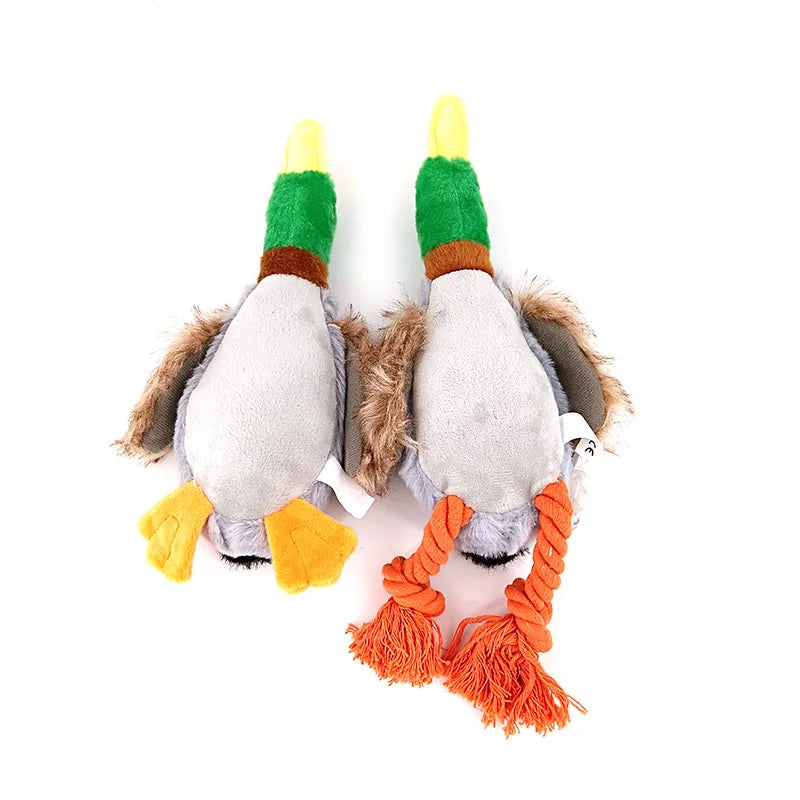 Cute Plush Duck Sound Toy Stuffed Squeaky Animal Squeak Dog Toy Cleaning Tooth Dog Chew Rope Toys Funny Plush Toys for Cats