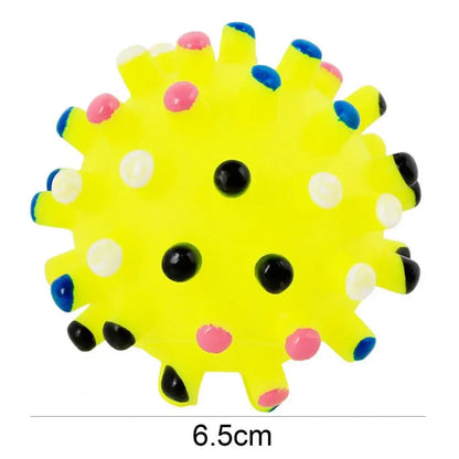 Round Dog Ball Toy Durable Puppy Training Ball Decompression Display Mold Squeaky Interactive Training Spike Ball Sounding Toy