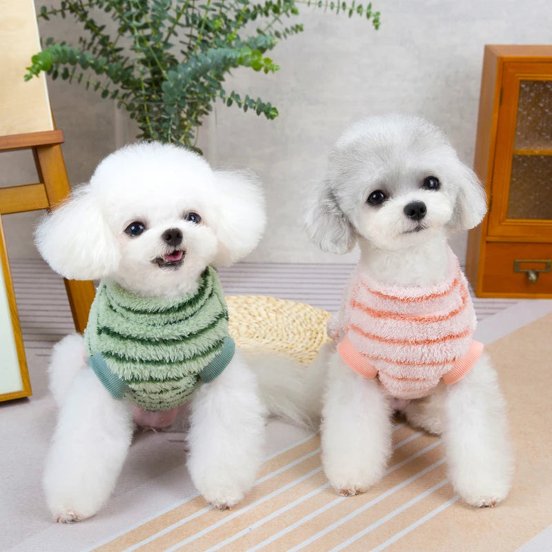 Stripe Dog Clothes Warm Pet Clothes Soft Fleece Puppy Shirt Chihuahua Clothing Dogs Outfit Apparel Coats Poodle Shih Tzu Clothes