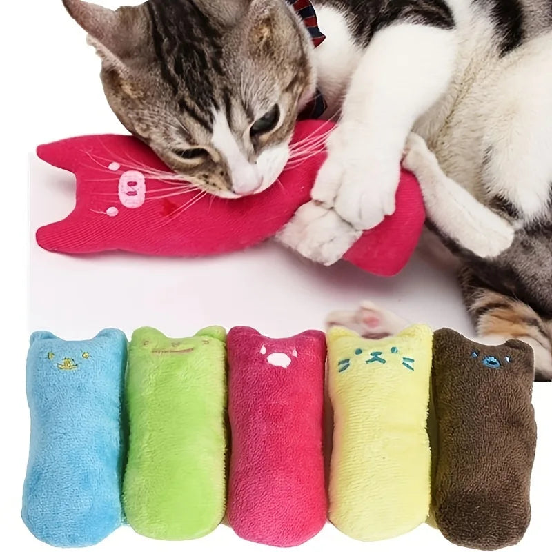 Teeth Grinding Catnip Toys Cute Funny Interactive Plush Teeth Grinding Relaxation Cat Chewing Vocal Toy Bite-Resistant Pet Toys