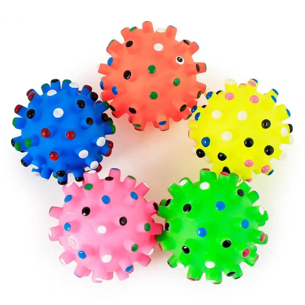 Round Dog Ball Toy Durable Puppy Training Ball Decompression Display Mold Squeaky Interactive Training Spike Ball Sounding Toy