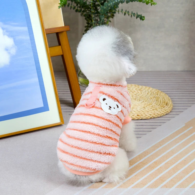 Stripe Dog Clothes Warm Pet Clothes Soft Fleece Puppy Shirt Chihuahua Clothing Dogs Outfit Apparel Coats Poodle Shih Tzu Clothes