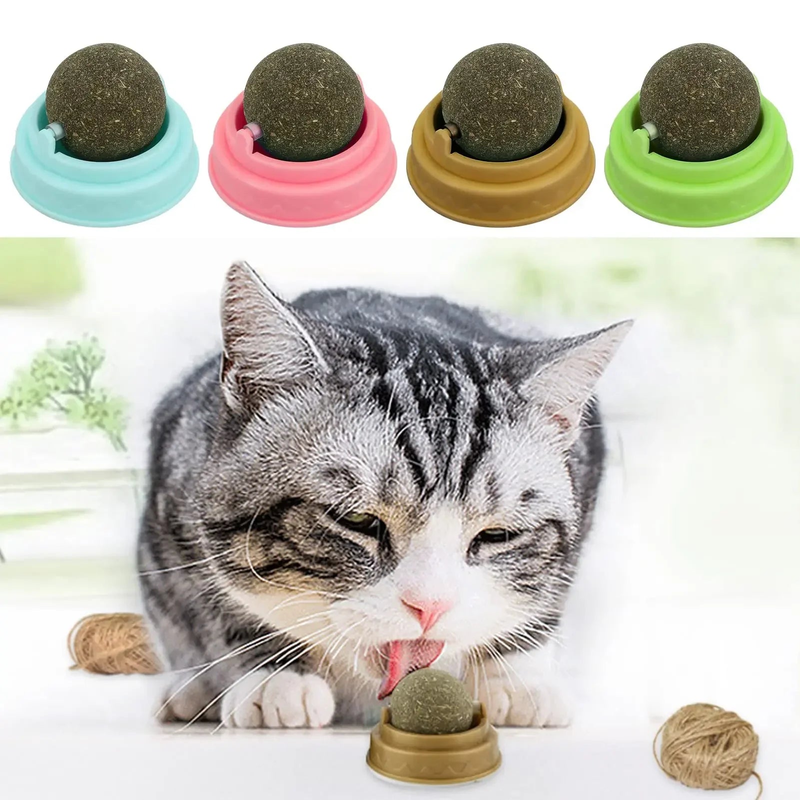 Cats Toys Natural Catnip Cat Rotatable Licking Catnip Wall Ball Toy Freshen Breath Remove Hair Balls Cat Accessories Pet Supply