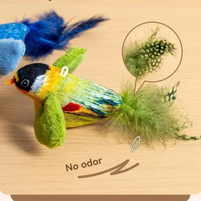 Simulation Bird Interactive Cat Toys Electric Sounding Birds Cat Chew Bite Plush Toys Cat Supplies