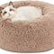 Calming 20" Washable Cat Bed: Anti-Slip, Fluffy Plush Faux Fur, Fits Pets Up to 15 lbs