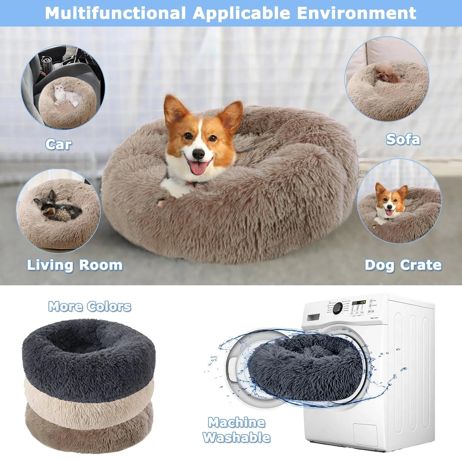 Super Soft Pet Cat Bed Plush Full Size Washable Calm Bed Donut Bed Comfortable Sleeping Artifact Suitable for All Kinds of Cats