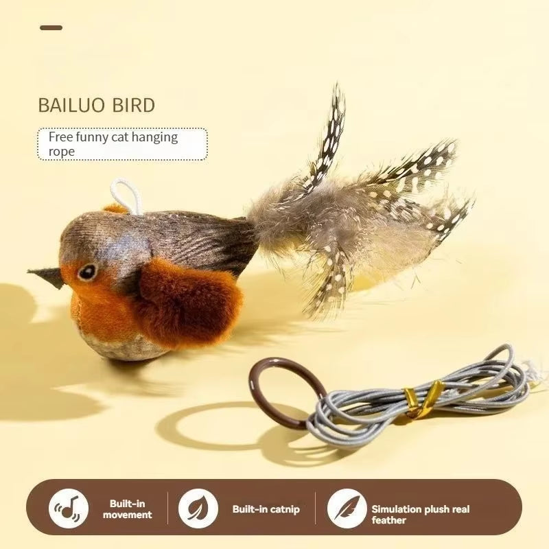 Simulation Bird Interactive Cat Toys Electric Sounding Birds Cat Chew Bite Plush Toys Cat Supplies